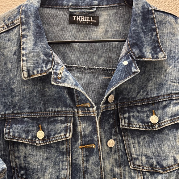 Thrill Washed Denim Belted Jacket - Dark Blue - Picture 2 of 3